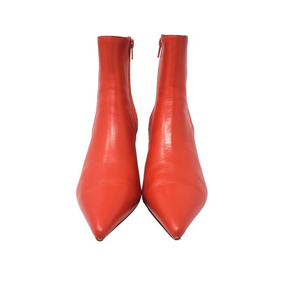 Caverley Romi Pointed Toe Leather Ankle Heeled Boots Bright Red Size 38 US 7 - Picture 2 of 9